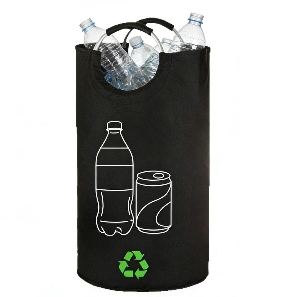 82L Oxford Cloth Aluminum Handle Recycling Bottle Storage Bag Dirty Clothes Basket Home Storage Folding Recycling Bag
