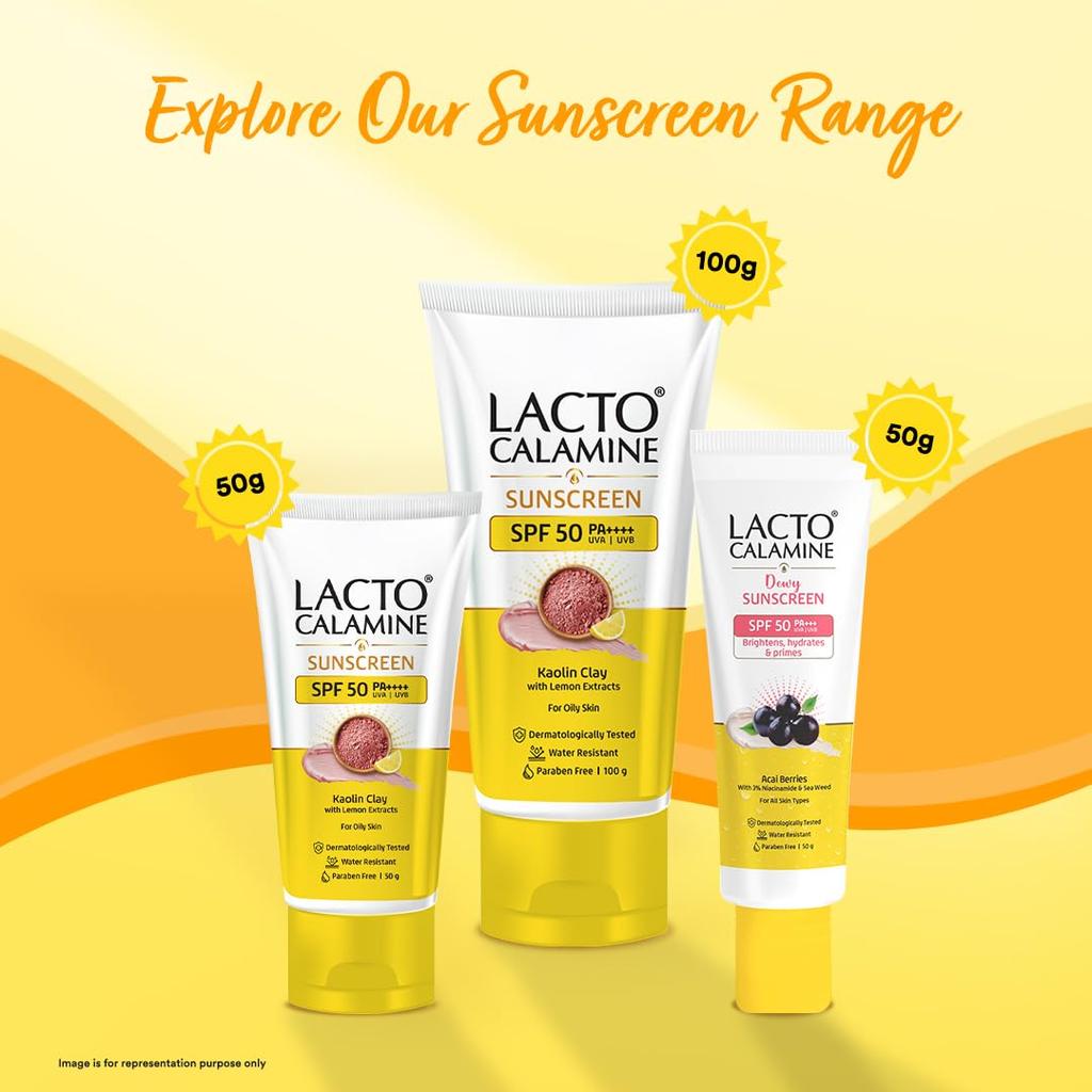 Lacto Calamine Sunscreen SPF 50 PA+++ For Oily Skin 50 g Lightweight Matte Finish Water Resistant No White Cast