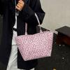 Pink Canvas Tote Bag Lightweight Nylon Handbag Foldable Leopard Print Shoulder Bag  Travel
