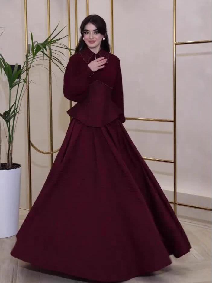 2025 Autumn Retro Palace Style Elegant Long Sleeve Maxi Dress for Women