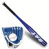 Baseball Training Kit for Teenagers Beginners - Aluminum Alloy Baseball Bat & Catcher's Glove Set Colors: Black Blue Silvery