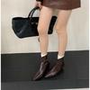 Pointed Short Boots Women's New 2025 Autumn and Winter Boots Thin Boots Wedge Heel Women's Boots French Low Heel Short Boots Martin Boots
