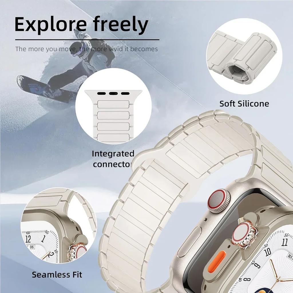 Strap+Case for Apple Watch Ultra 2 49 42 45 44 S10 46mm Magnetic Silicone Band+cover for IWatch Series 9 8 7 6 5 4 42mm 40 41mm