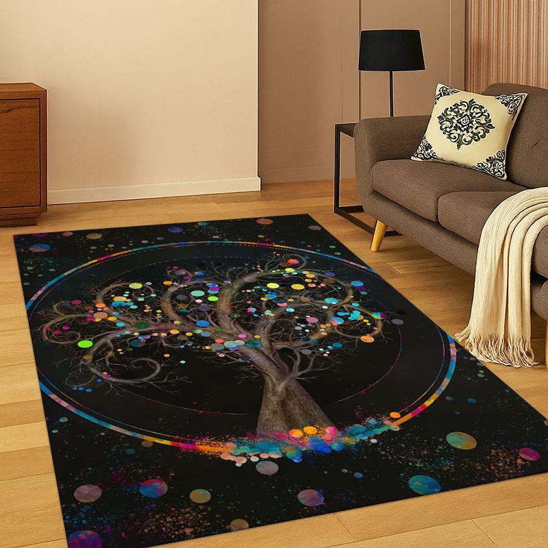 Tree of Life Nordic Mythology Yggdrasil Nature Cartoon Carpet Rug for Bedroom Living Room Sofa Doormat Home Decor,Non-slip Kid