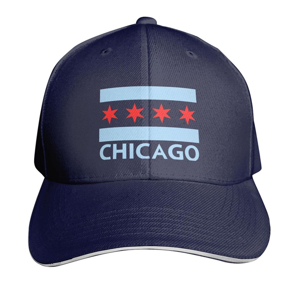 Chicago City Flag Sandwich Hat Baseball Cap Casquette Fit Men And Women Dad Caps White Unisex Adjustable