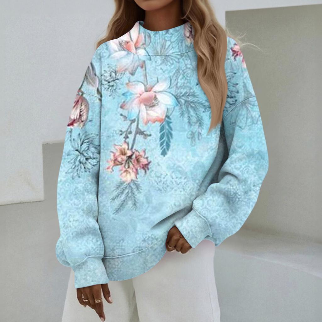 Mock Neck Sweatshirt Women Fall Comfort Oversized Sweatshirt Dressy Pullover Sweatshirts No Hood Cozy Turtleneck Tops