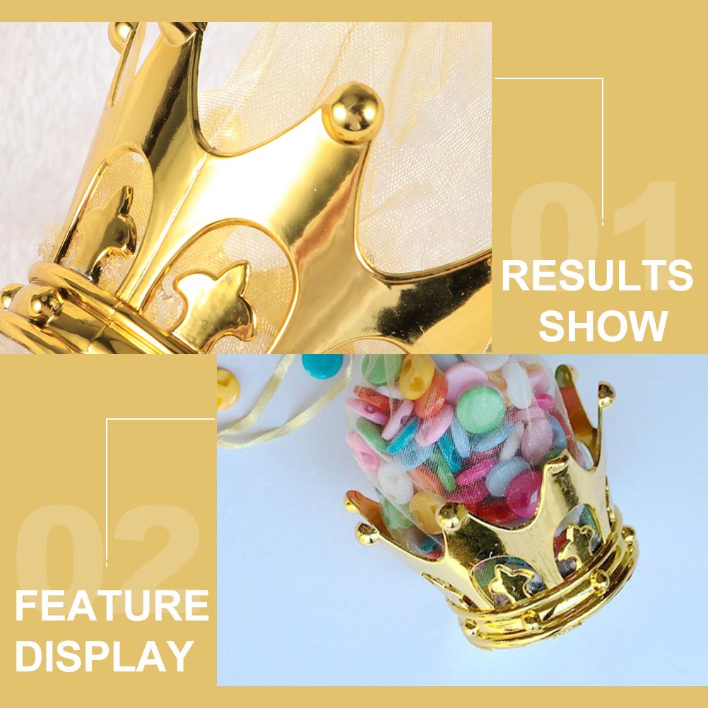 24 Pcs Crown Wedding Candy Gauze Bag Decorations Gold Gift Boxes Gifts Drawstring Bags Party