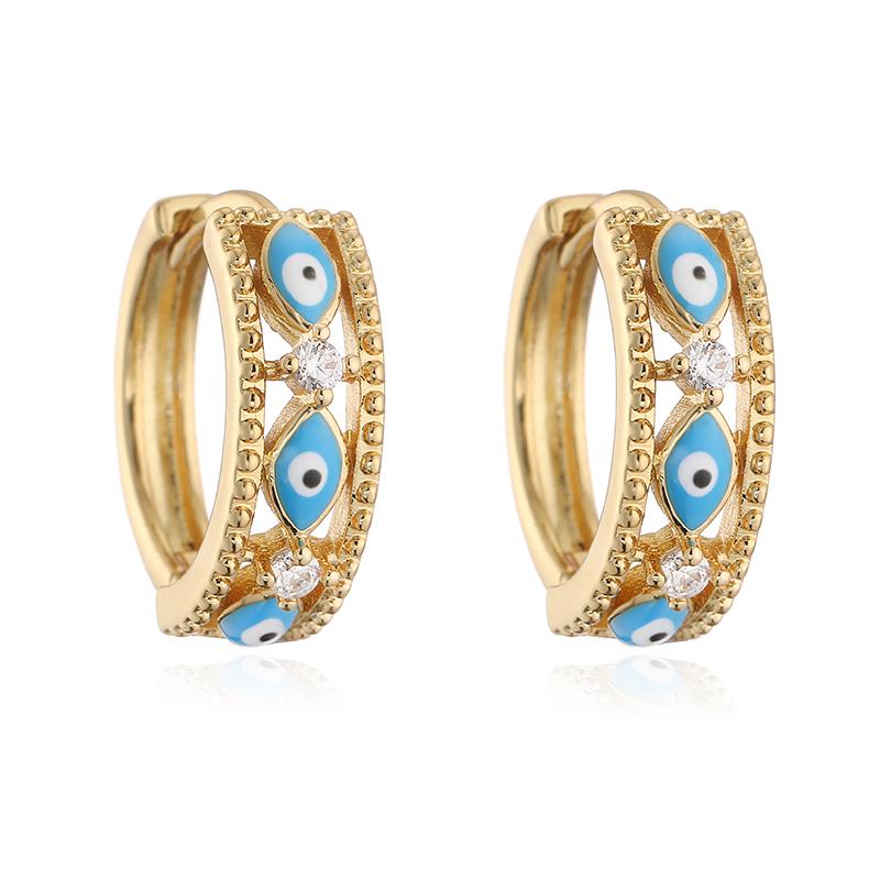 

HECHENH, Enamel Dripping Oil Craft Evil Eye Devil Eye Inlaid CZ Stone Bohemian Style Neutral Zircon Earrings 1 Pair Other