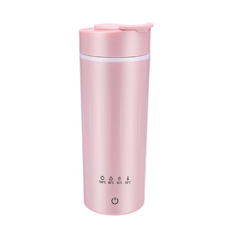 Stainless Steel Water Kettle Leakproof Double Layer Electric Heating Cup with Detachable Cord for Convenient Travel
