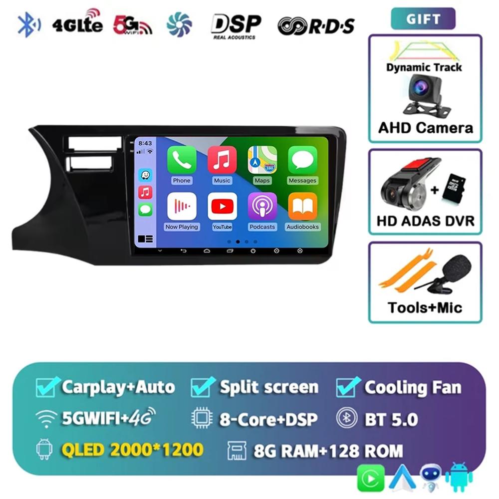 Carplay Car Multimedia Player For Honda City 2014 - 2019 Car Radio Android 14 Stereo 4G Navigation Head Unit Autoradio GPS Auto