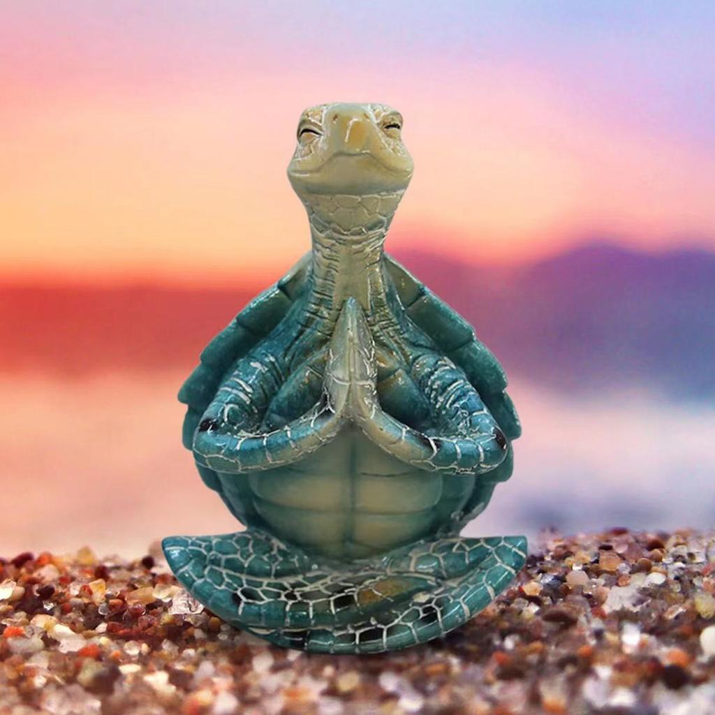 Resin Craft Meditation Turtle Statue Home Garden Office Sculptures Peacefulness Meditating Turtle Figurine Ornament Decoration
