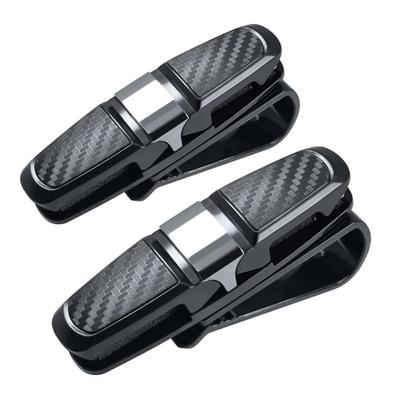 XSAJU 2pcs Car Sunglasses Clip Glasses Holder for Car Sun Visor Easy Install Ticket Card Clip (Black X Silver)
