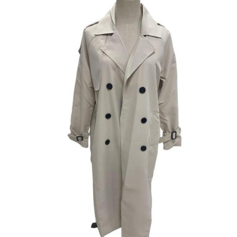 Damen Mode Einfach Zweireihig Trenchcoat Vintage Reverskragen Lange Ärmel Weiblich Schick Dame Outfits