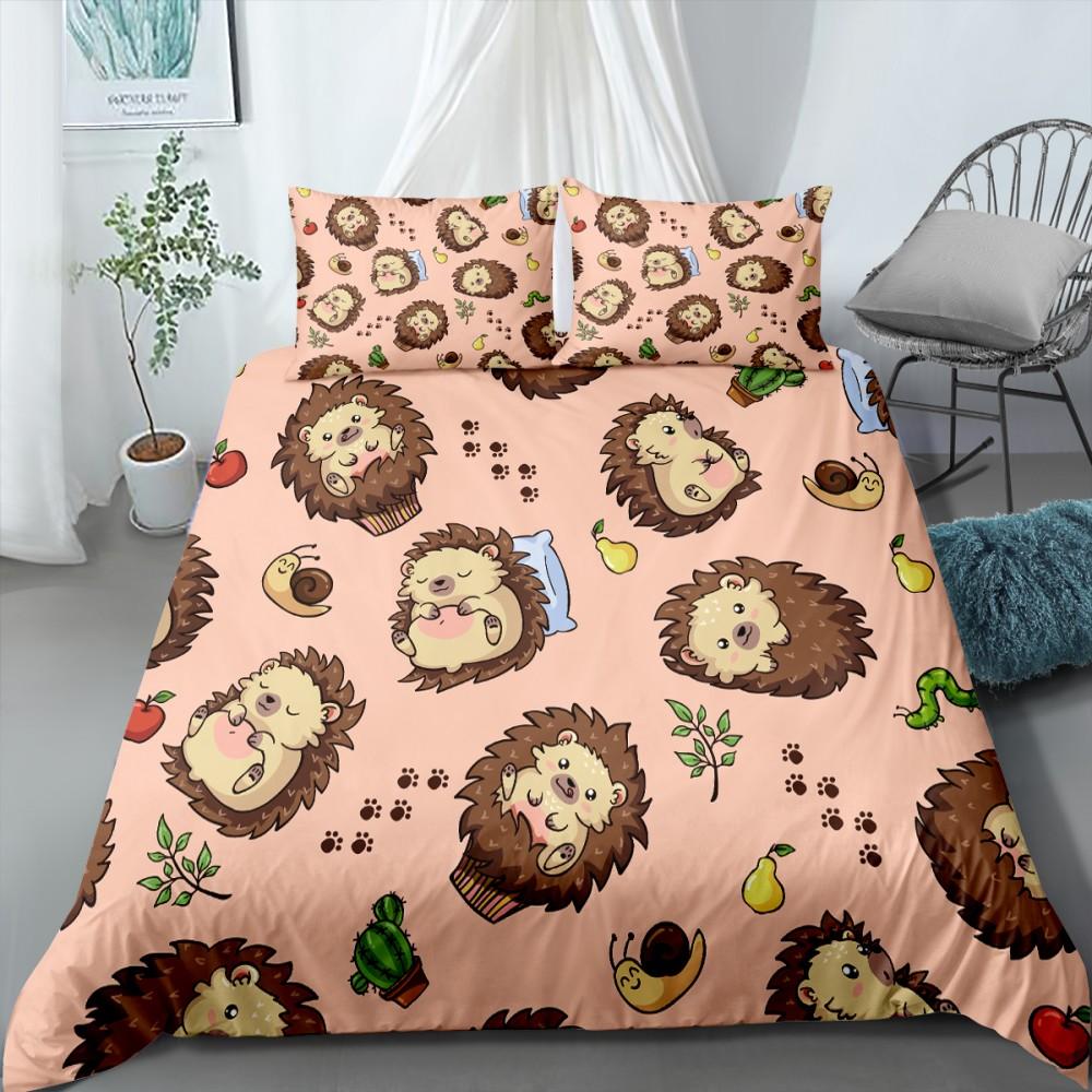 Hedgehog Duvet Cover King Queen 3D Lovely Animal Bedding Set For Kids Teens Adults Wildlife Quilt Cover Pillowcase Child Gifts