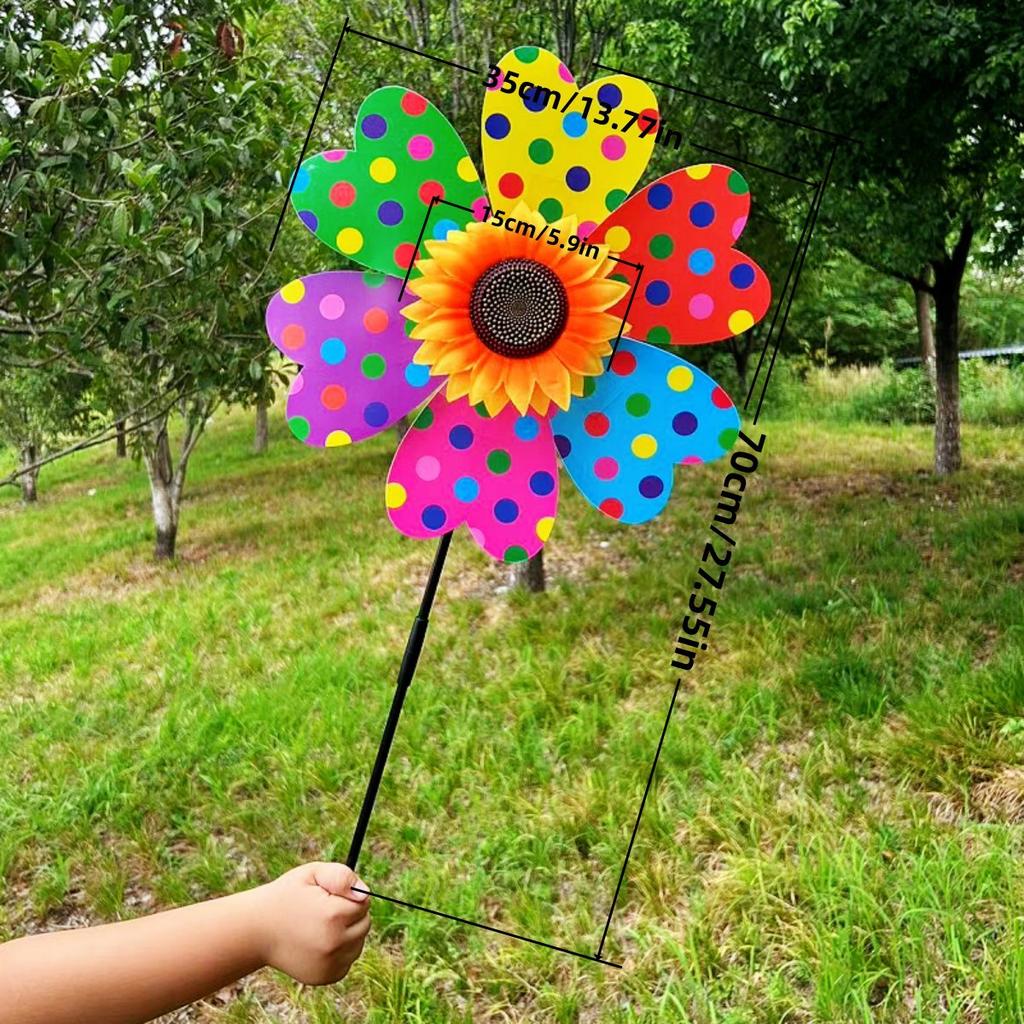 Outdoor Garden Sunflower Wind Spinner Rotating Pinwheel Stake Lawn Decor for Yard Party Picnic Flower Ornament YLZSFC01
