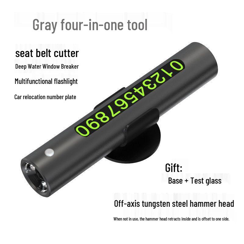 Multi-Function Car Safety Hammer & Emergency Glass Breaker with Parking Number Plate