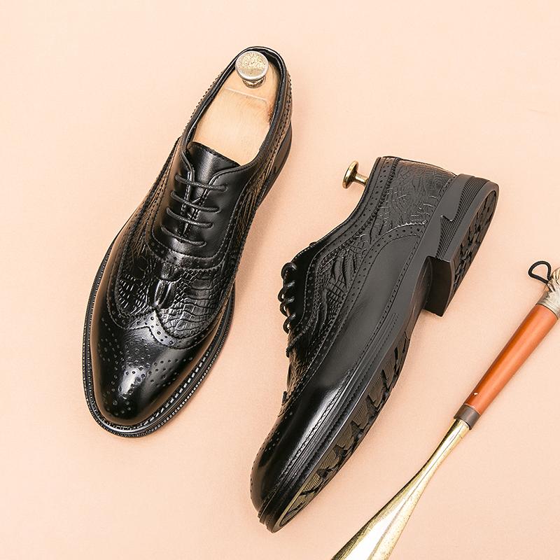 Fashion Luxury Men's Brogue Shoes Men SUIT Shoes Casual Formal Business leather Shoes Men brown Wedding Shoes Italian Dress banquet Shoe