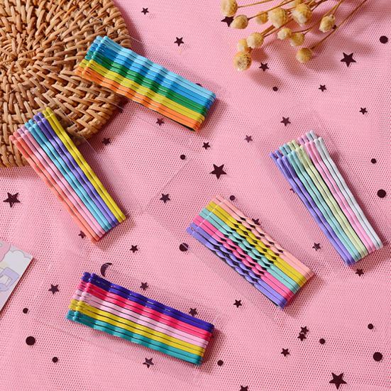 10Pcs Girl Rainbow Magnoloran Wavy Bobby Pins Hair Clip Hairpin Hairdressing