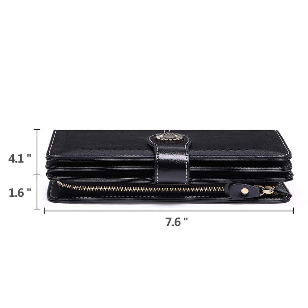 SENDEFN Women's Long Wallet, Large Capacity, with Coin Purse, Comfortable to the Touch, RFID & Magnetic Skimming Protection, Genuine Leather Long
