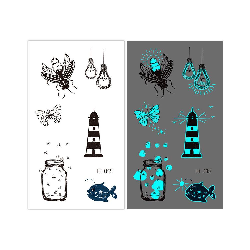 Fluorescent Star Feather Temporary Tattoos Blue Luminous Fake Tattoo Tattoo Sticker Body Art