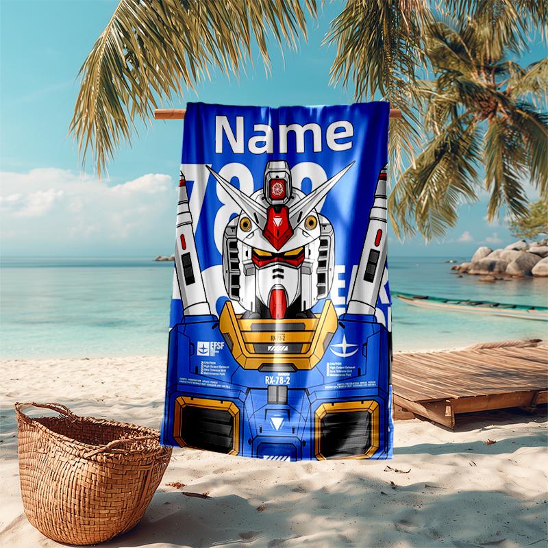 Personalized customized proof beach towel with Mobile Suit Gundam pattern - soft, absorbent,quick-drying,perfect swimming,camping&bathing