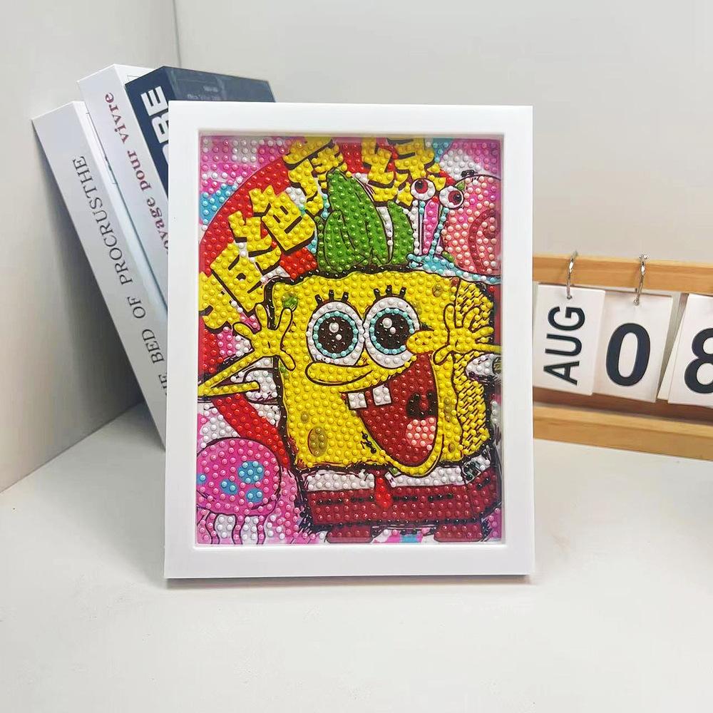 Cartoon Diamond Painting Children's Handmade Diy Diamond Stickers Bedroom Living Room Decorative Painting Masonry Painting with Photo Frame.