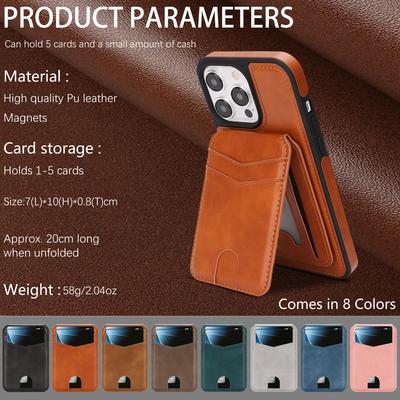 Magnetic Leather Phone Case with Card Holder for iPhone 12 - 17 Series Multi - Functional Stand Shockproof Protective Cover