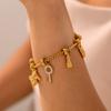 316L Stainless Steel Charm Bracelet For Women 18K Gold Plated Waterproof No Tarnish Women's Multiple Different Pendant Bracelets