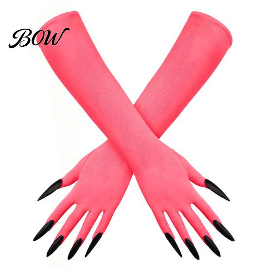 Halloween Theme Party Decoration 1 Pair Ghost Claw Gloves, Long Fingernail Witch Costume Dark Performance Props Accessory, Prop for Adults,