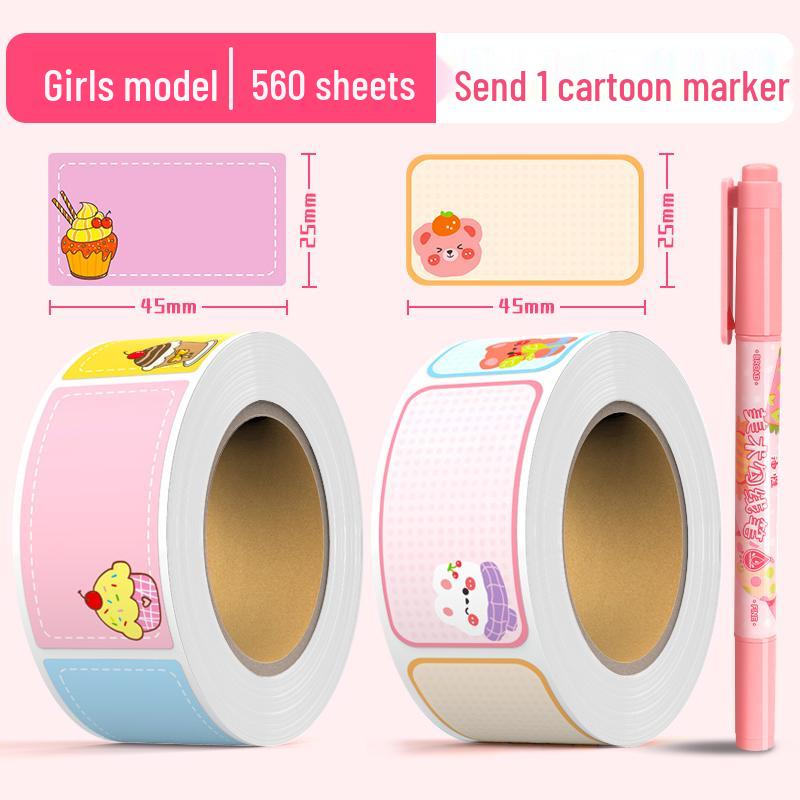 Cartoon Name Stickers for Kids: Self-Adhesive Labels for Books & School Supplies