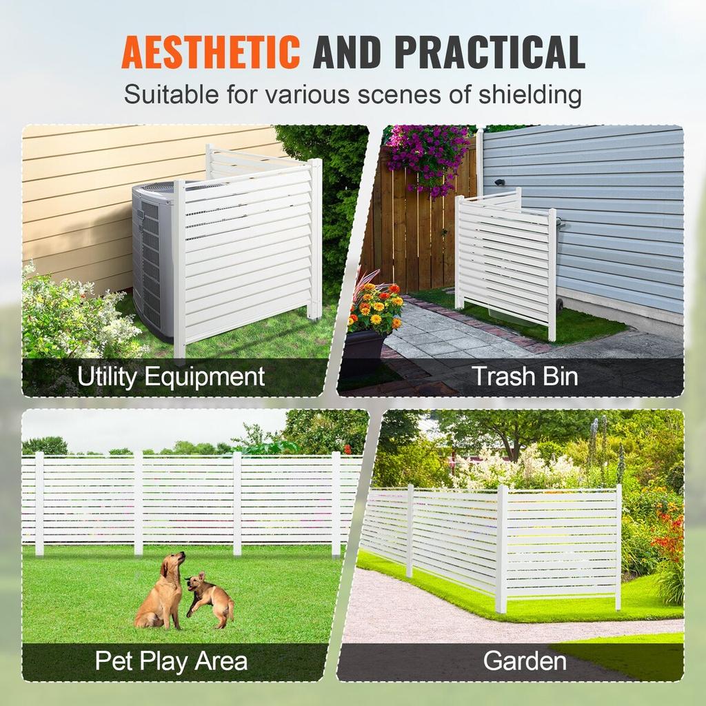 48" W x 48" H Vinyl Privacy Fence Panels, Air Conditioner Fence, Outdoor Privacy Screens for Trash Can, Pool Equipment Enclosure, Privacy Screen Kit