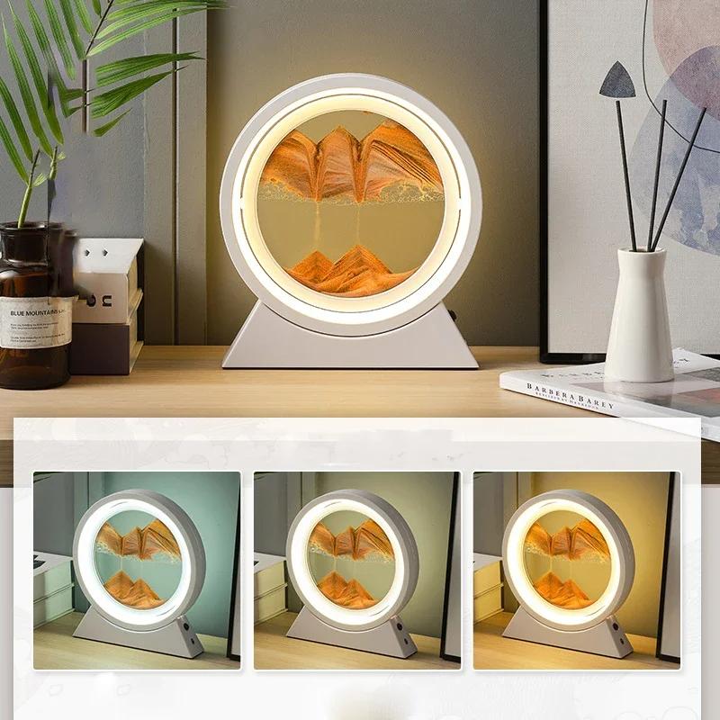 Sandscape Kinetic Sand Art Picture Quicksand Table Lamp Dynamic Liquid Hourglass Moving Sand Painting Flowing Sand Home Decor