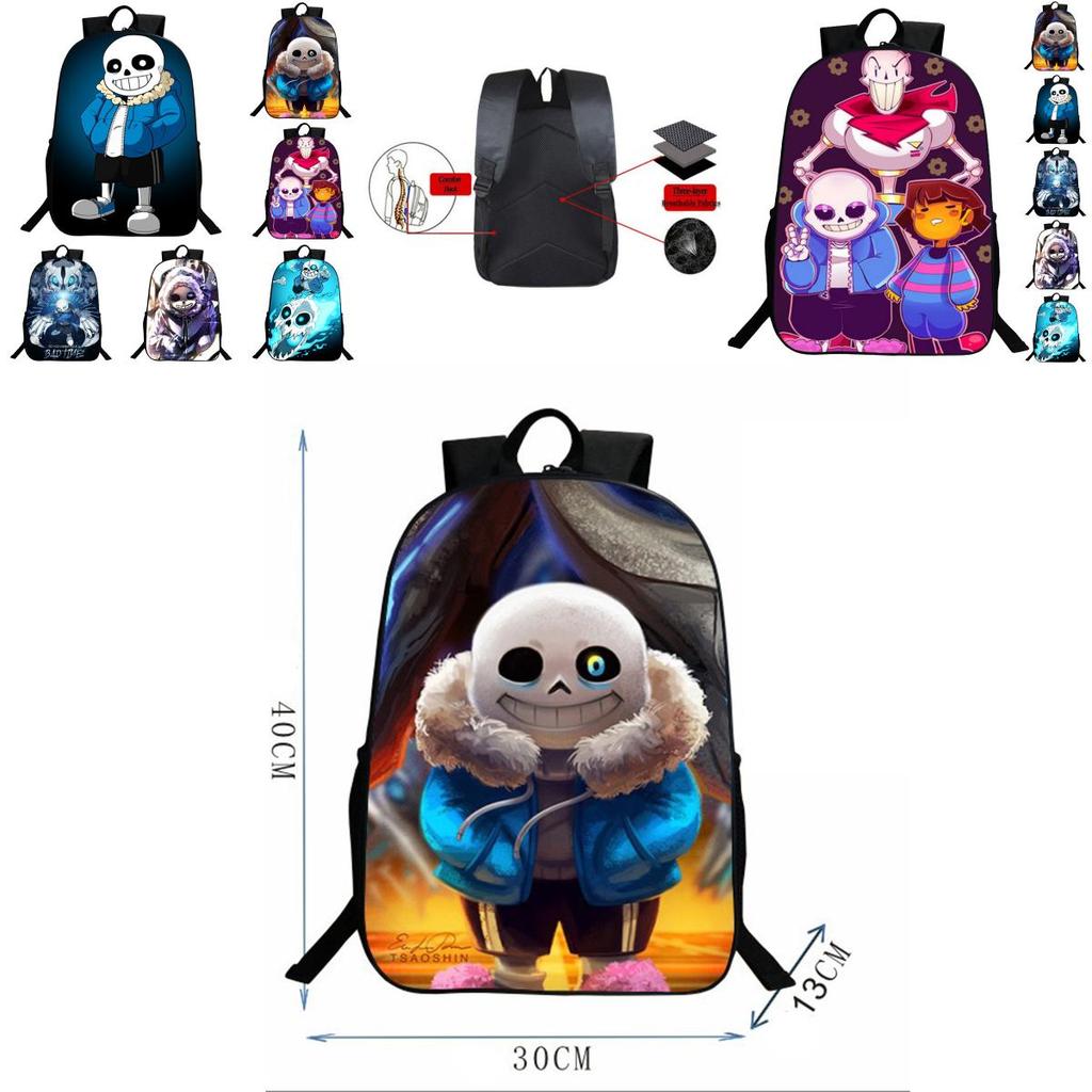 Undertale Sans 16 Inch Children Backpack With Durable Polyester Material And Adjustable Padded Shoulder Straps