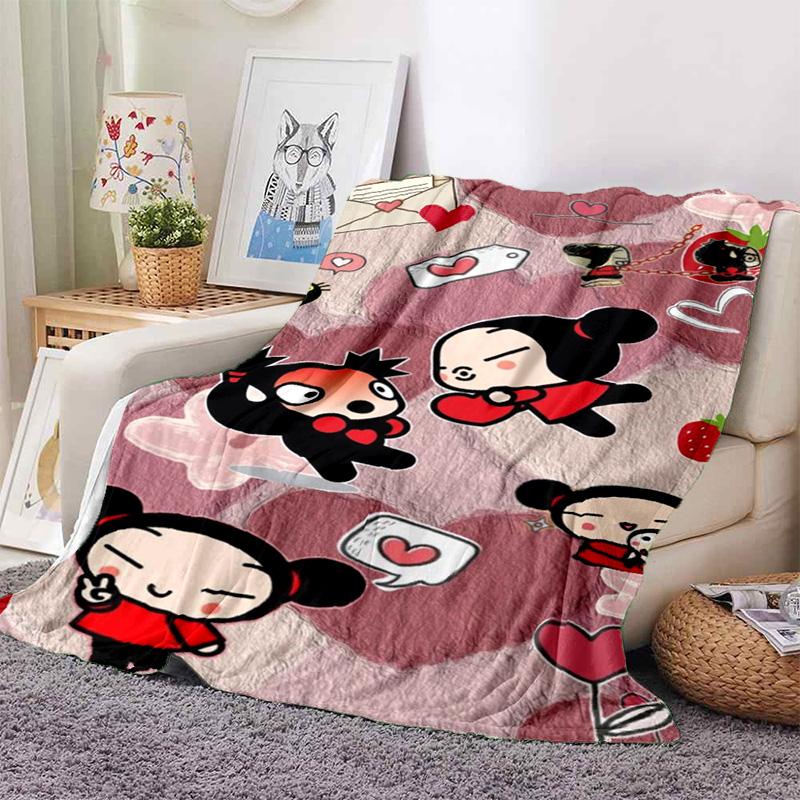 Chinese Doll P-Pucca Garu Blanket 3D Printed Cute Anime Cartoon Character Blanket Sofa Cover Blanket Air Conditioner Bed Sheet