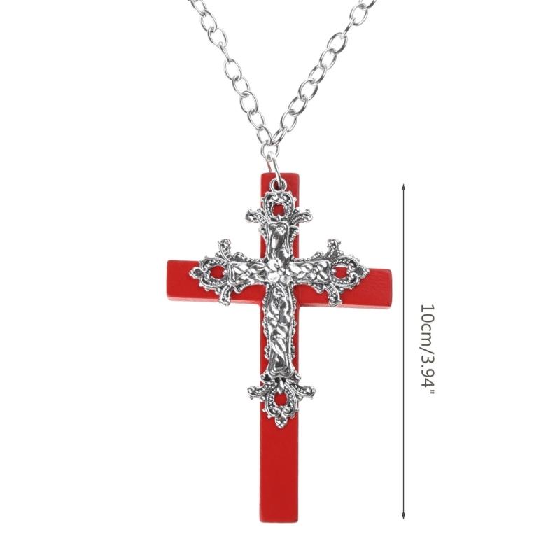 Модне дерев'яне хрестоподібне підвісне намисто Панк Готичний Комір Чокер Довгий ланцюжок на шию Прикраси Y2K для жінок Чоловіків