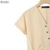 ZANZEA Women Short Sleeve Blouse and Long Pants Casual Two Piece Suit Sets
