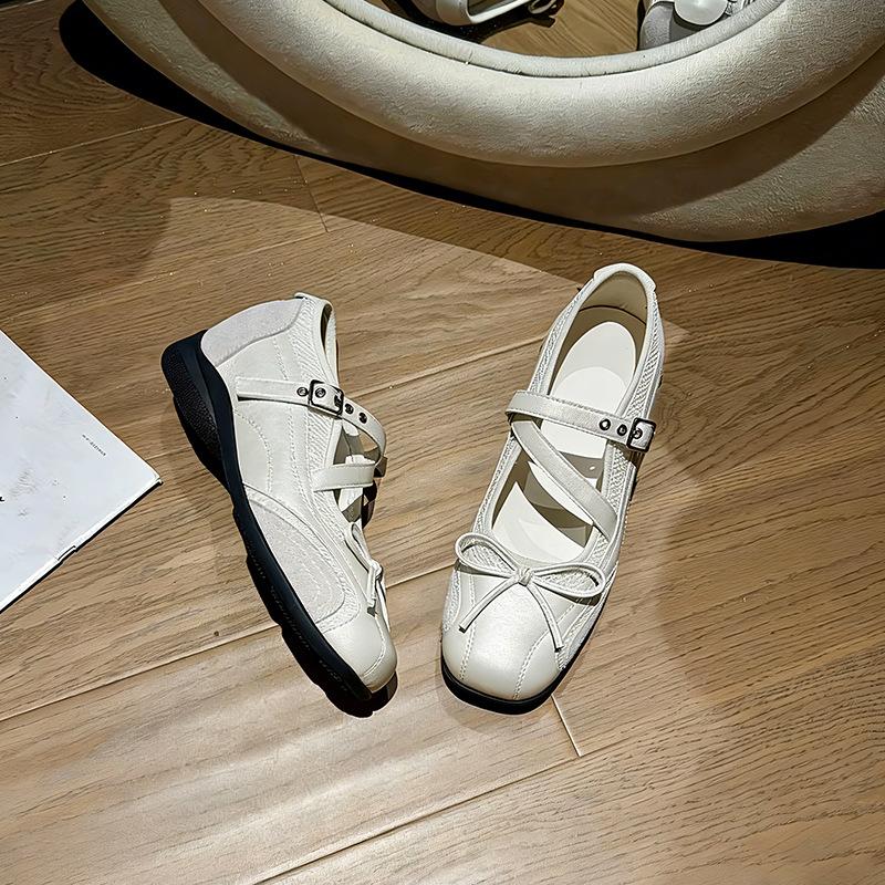 

Popular Mary Jane shoes summer new square head ballet style heightening fashion single shoes versatile casual 35 белый