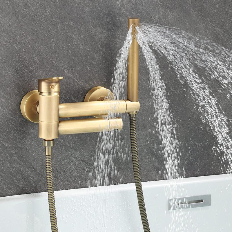 AntiqueBathtub Shower Set Wall Mounted Copper Rotatable Bathtub Faucet,Bidet Faucet  Bathroom Bath & Shower Mixer Tap Brass