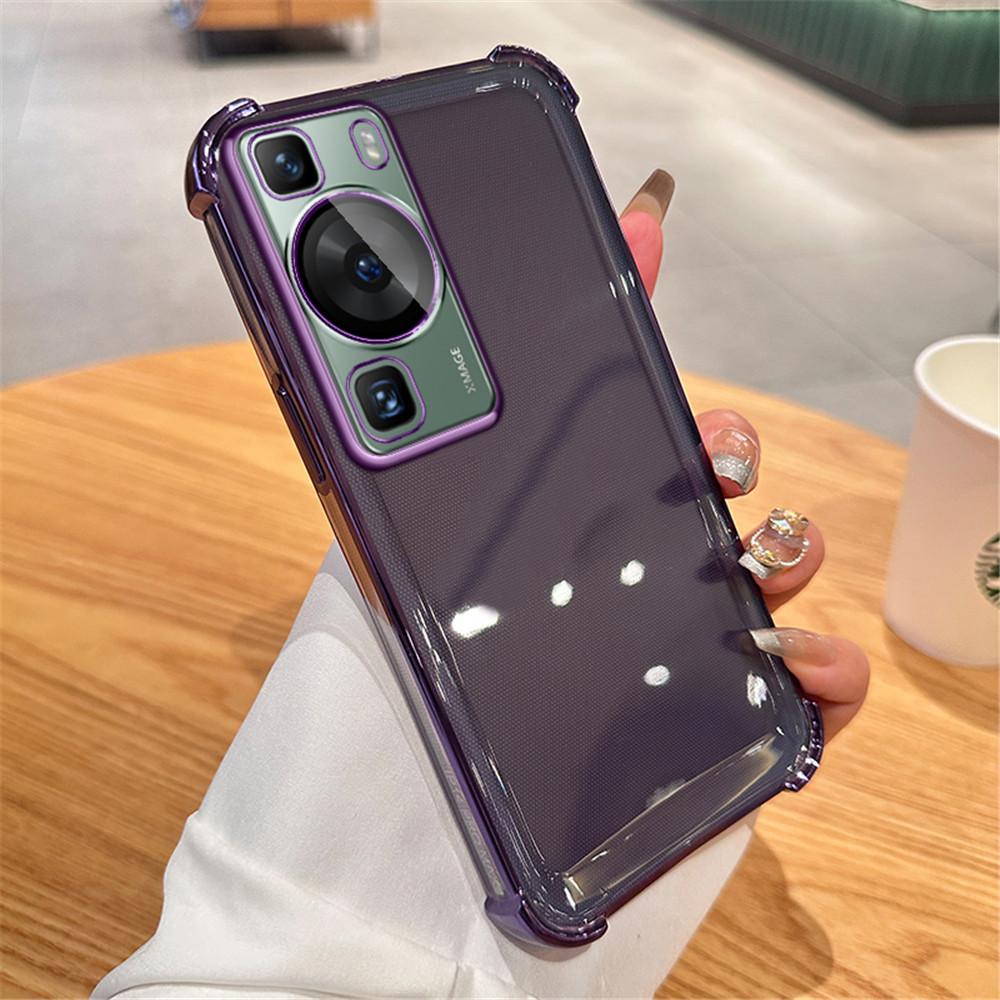 Plating Magnetic Bracket Transparent Case For Huawei P30 P40 P50 P60 Puar 70 Pro Mate 30 40 50 60 Stand Holder Shockproof Cover