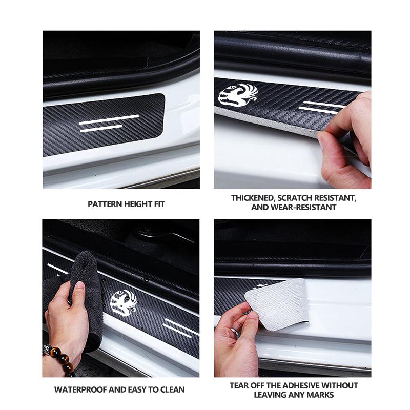 Carbon Fiber Car Door Threshold Protector Stickers Auto Interior Accessories For Vauxhall VXR8 Astra Zafira Vectra Tigra Corsa D