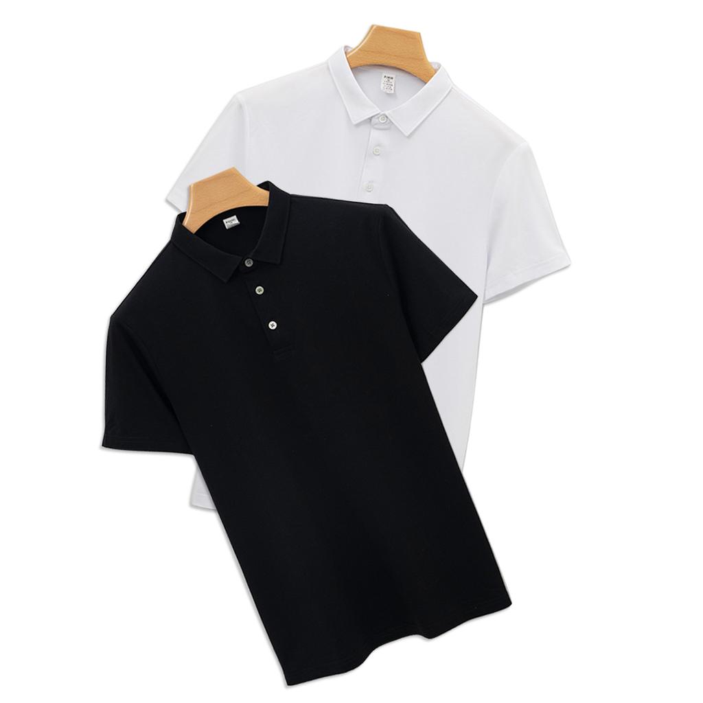High-end Katoenen Polo Blouse Wit Klein T Korte Mouwen T-shirt Vlekbestendig Vrijetijds Polo Blouse Heren