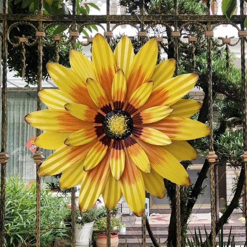 3D Flower Wall Art Decorations Metal Hanging Flower Wall Sculptures Hanging Ornament For Bathroom Living Room Garden Yard Home D