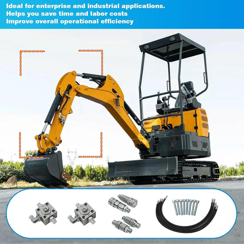3 Way Diverter Valve 3 Way Diverter Valves with Quick Connectors 31 Inch Flexible Hoses for 1-2 Ton Chinese Mini Excavator