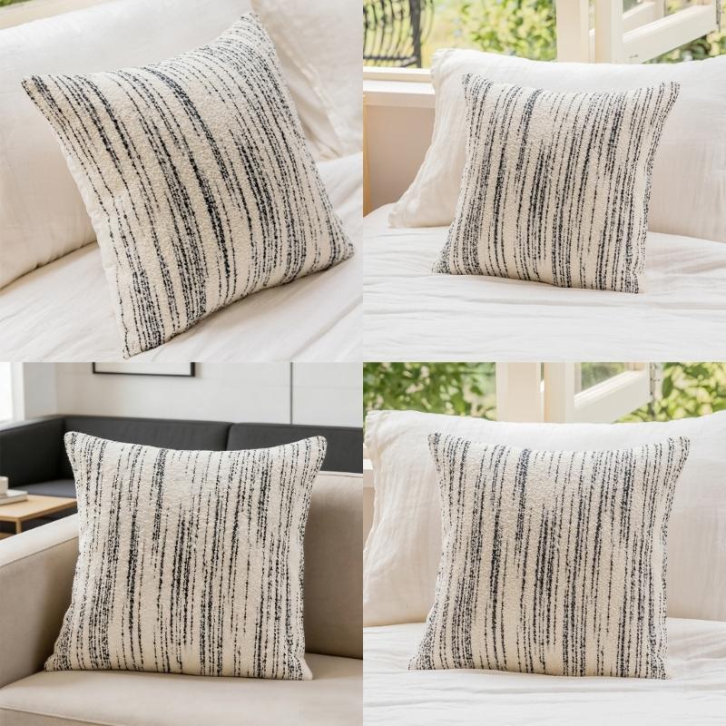 Jacquard Cushion Cover With Stripe Pattern 2 Size For Sofa Or Bedroom