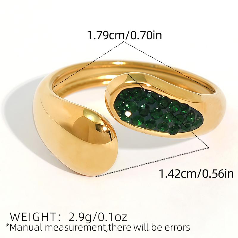 Bague d'ouverture en acier inoxydable en forme de goutte d'eau pour femmes, simple, colorée, zircon, géométrique, réglable, bague de doigt, rendez-vous, zircon