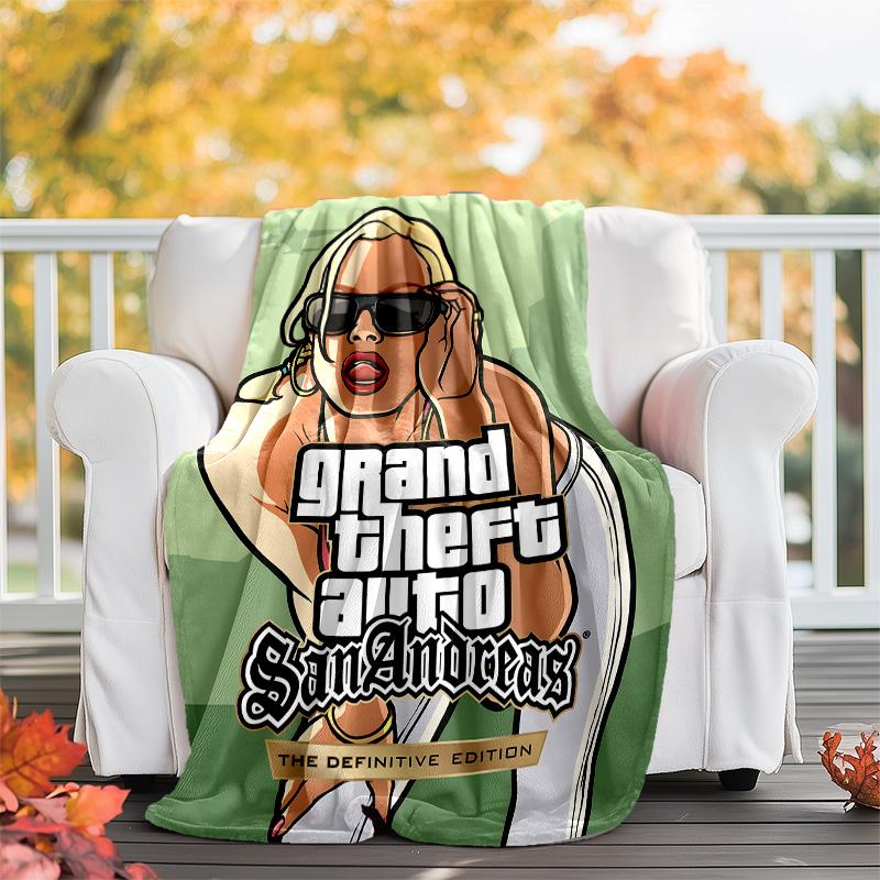 1ks deka s motivem GTA - Digitální potisk, Polyester, Útulná pro všechna roční období, Ideální pro venkovní použití a cestování