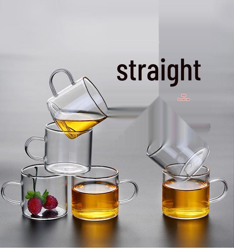 Heat-Resistant Glass Tea Cup with Handle - Household Gongfu Style, Transparent and Thickened for Individual Use