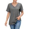 Women's Solid Color V-Neck Casual T-Shirt Short Sleeve Top
