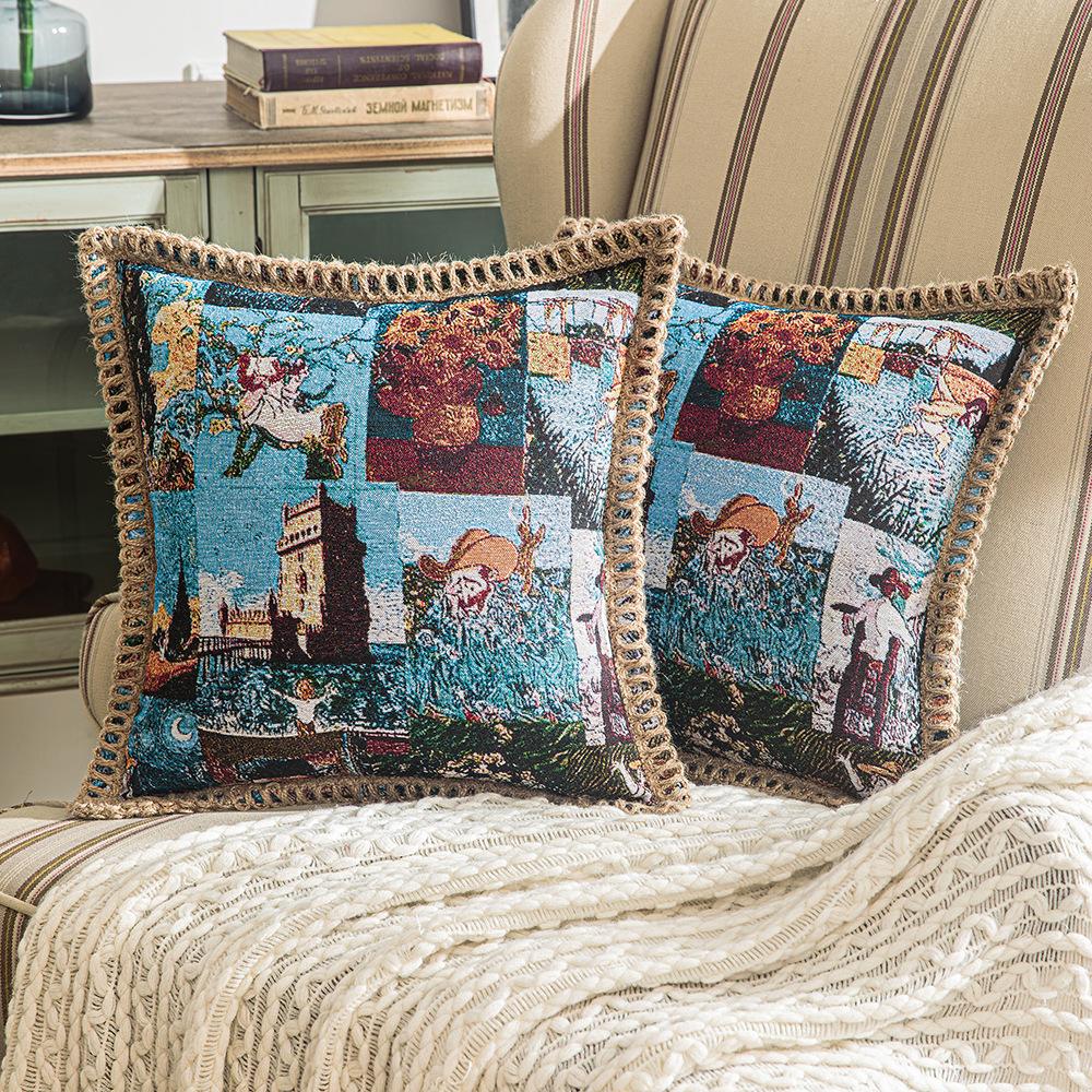 Mediterranean Artist Striped Pillowcase Home Living Room Sofa Art Deco Cushion Cover Study Long Sitting Pillow