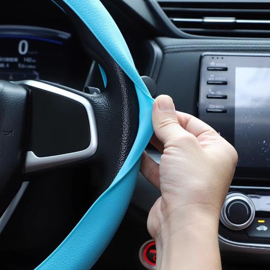 Universal Car Steering Wheel Cover Anti-Slip Leather Texture Soft Silicone Car Steering